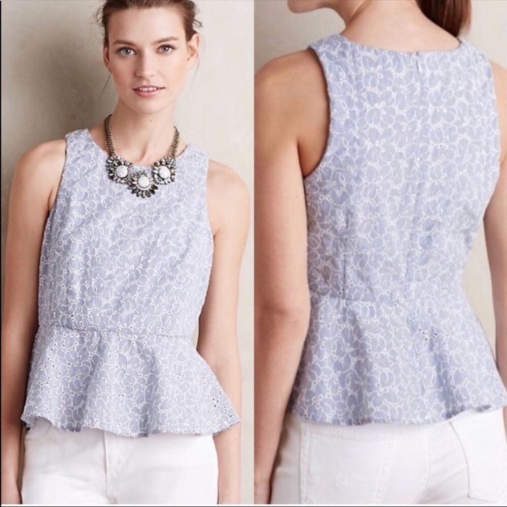 HD PARIS Anthropologie Pia Peplum Tank SZ 2 Peplum